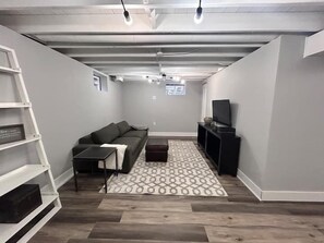 Smart TV, fireplace, video games