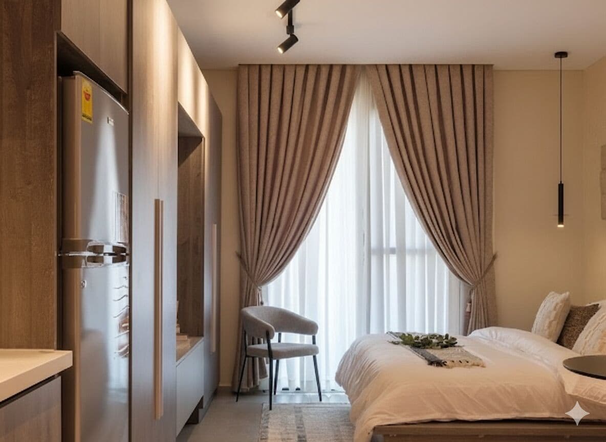 Comfort Studio, 1 Queen Bed, City View | Desk, laptop workspace, soundproofing, iron/ironing board