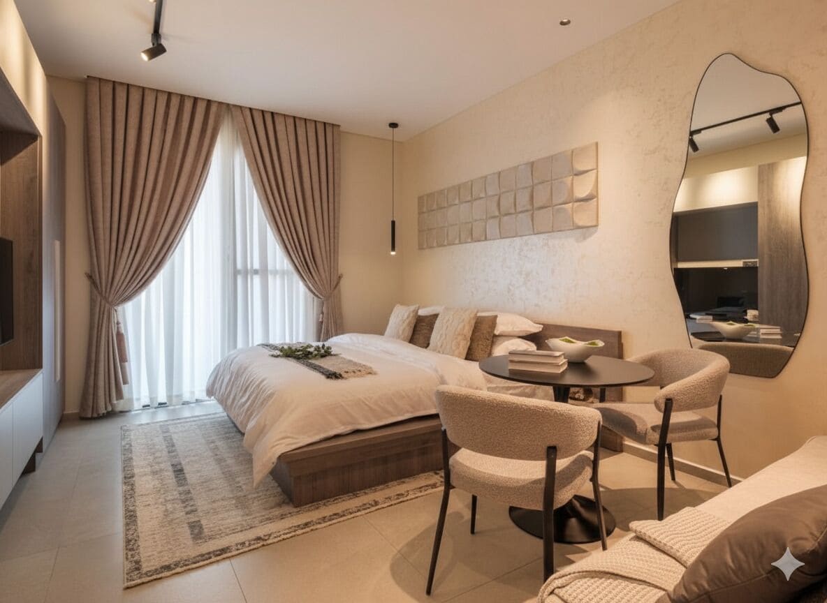 Comfort studio, 1 queensize bed, uitzicht op de stad | Een bureau, een laptopwerkplek, geluiddichte muren