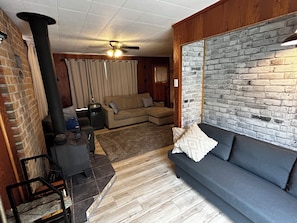 TV, fireplace