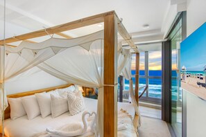 1 bedroom, desk, iron/ironing board, travel crib