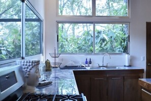 Microwave, oven, stovetop - The Emerald Haven Retreat‑style 1BR in Puntarenas – AC + Jungle Views (Playón)