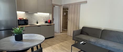 Apartment, 1 Queen-Bett | Wohnbereich