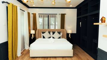 Individually decorated, individually furnished, desk, blackout drapes
