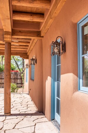 Exterior detail - Gorgeous property in country like setting. Renovated historic adobe. Beautiful garden views. Central location on Santa Fe's coveted Historic East Side. Minimum 30 night stay. Welcome! (Santa Fe)