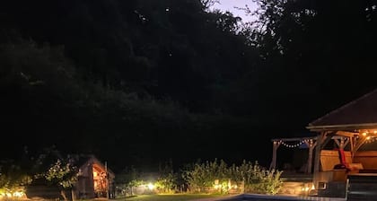 Cosy Shepherd's Hut with use of Hot Tub and Heated Pool - Double with ensuite