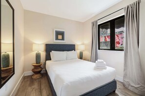 2 bedrooms, travel crib, WiFi, bed sheets