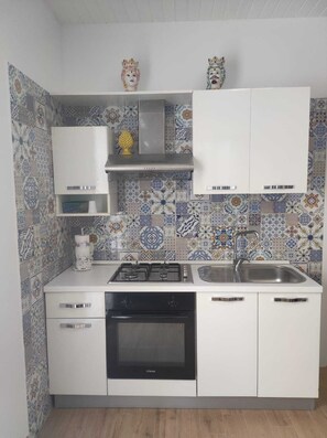 Fridge, oven, stovetop, cookware/dishes/utensils