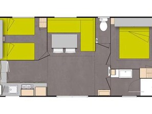 Floor plan - Mobile home with terrace - 2 bedrooms (Saint-Maime)