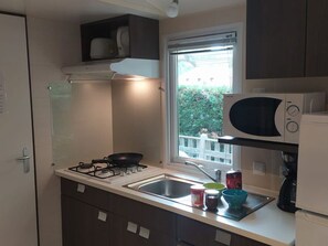 Fridge, microwave, coffee/tea maker - Spacious mobile home with terrace for 6 people in Saint-Maime (Saint-Maime)