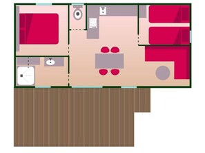Floor plan - Mobile Home with Terrace - 2 Bedrooms, Up to 5 People (Salles-Curan)