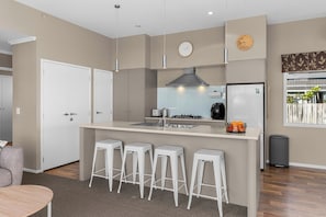 Fridge, microwave, dishwasher, coffee/tea maker