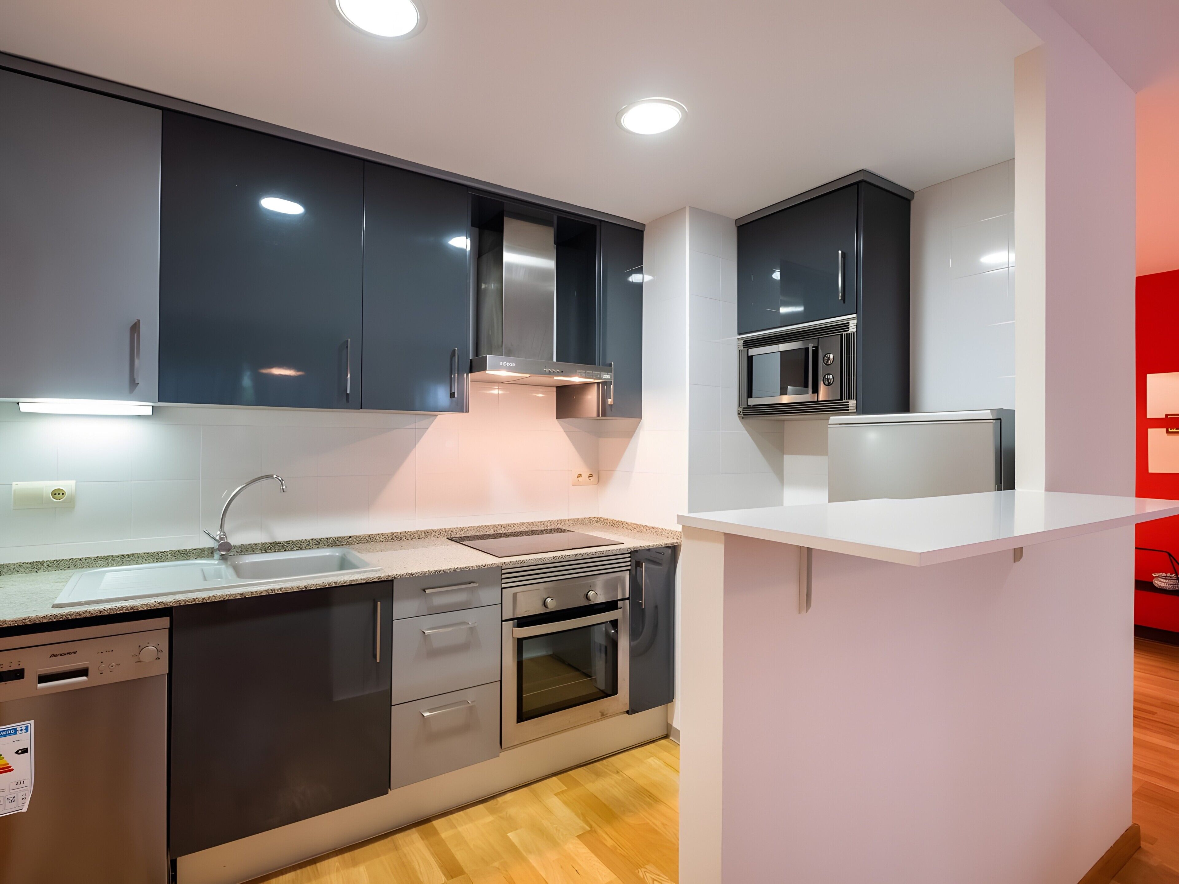 Fridge, microwave, oven, dishwasher