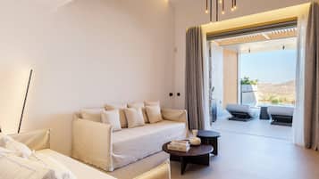 Luxe maisonnette, patio, uitzicht op meer | Woonruimte