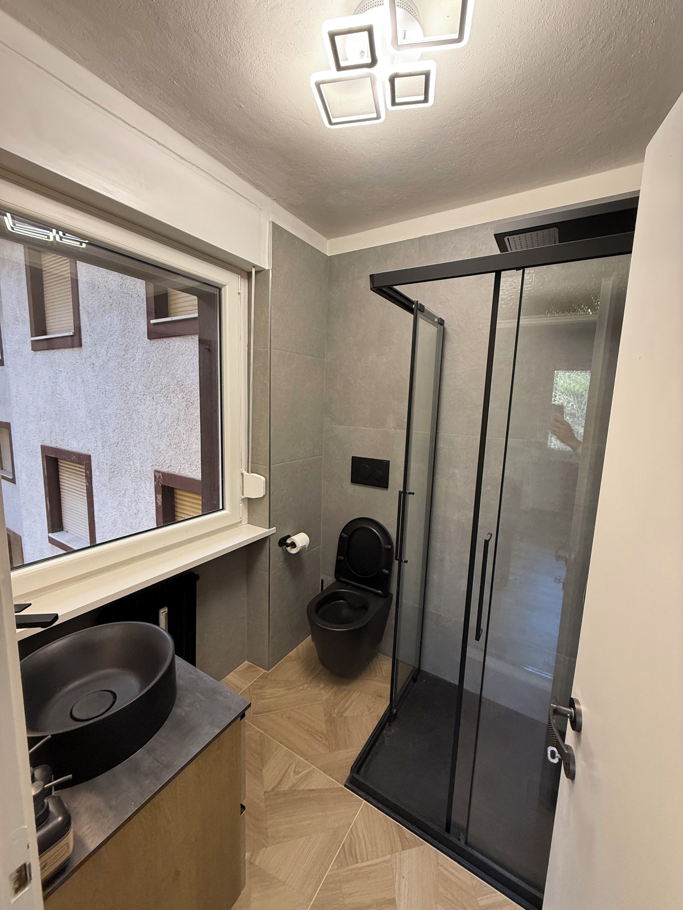 Hair dryer, towels, toilet paper