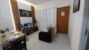Smart TV, books, music library, stereo