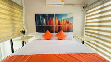 Desk, free WiFi, bed sheets