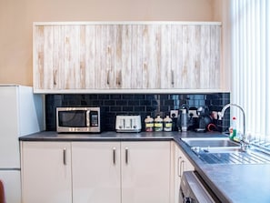 Fridge, microwave, oven, toaster