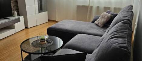 Apartment (One Bedroom Apartment) | Living room | 32-inch flat-screen TV with satellite channels