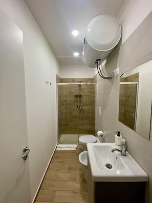 Dusche, Haartrockner, Bidet, Handtücher