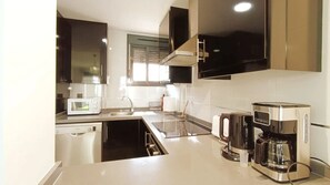 Fridge, microwave, oven, dishwasher