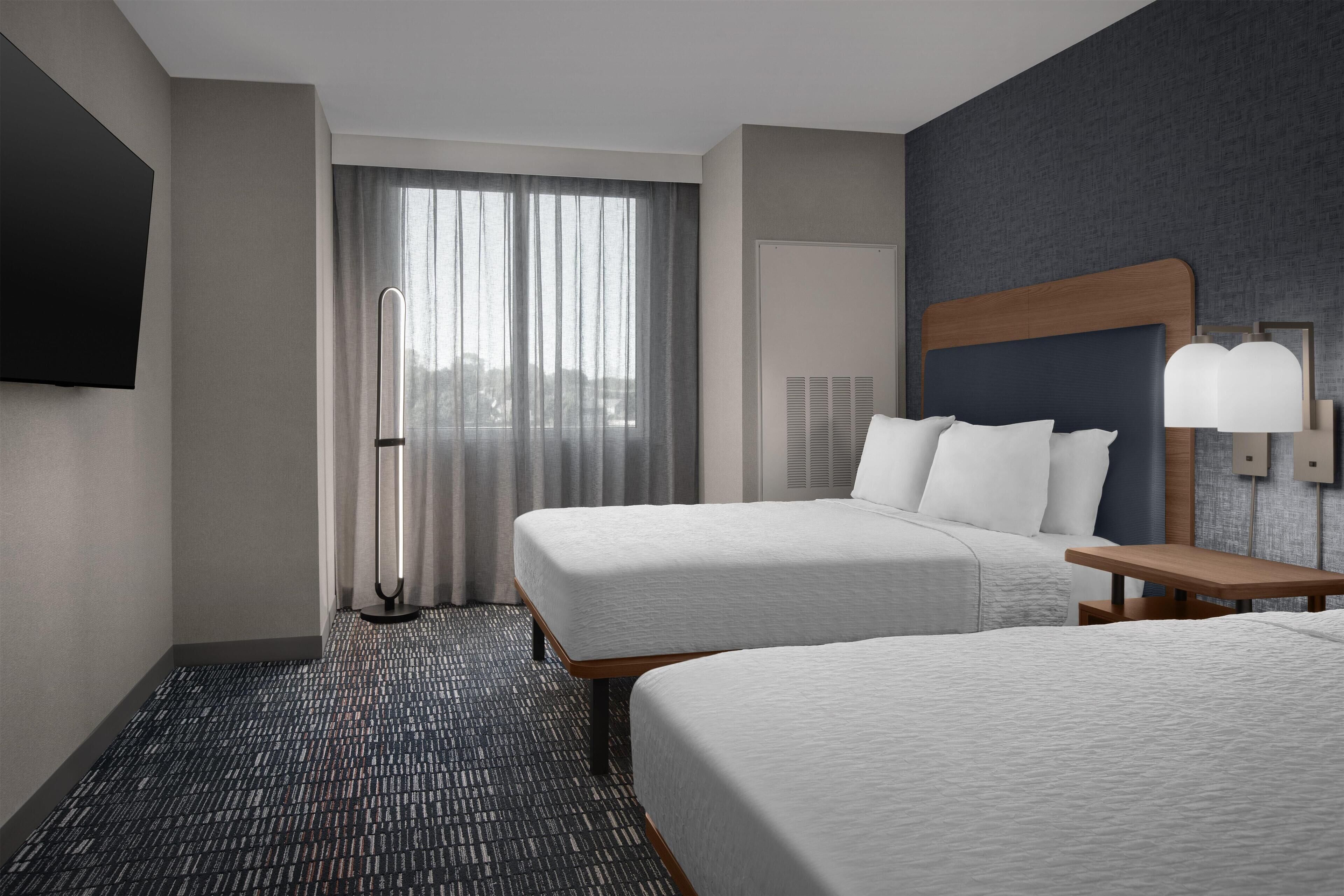 Studio, 2 Queen Beds, Bathtub (Mobility & Hearing) | Premium bedding, down comforters, in-room safe, blackout drapes
