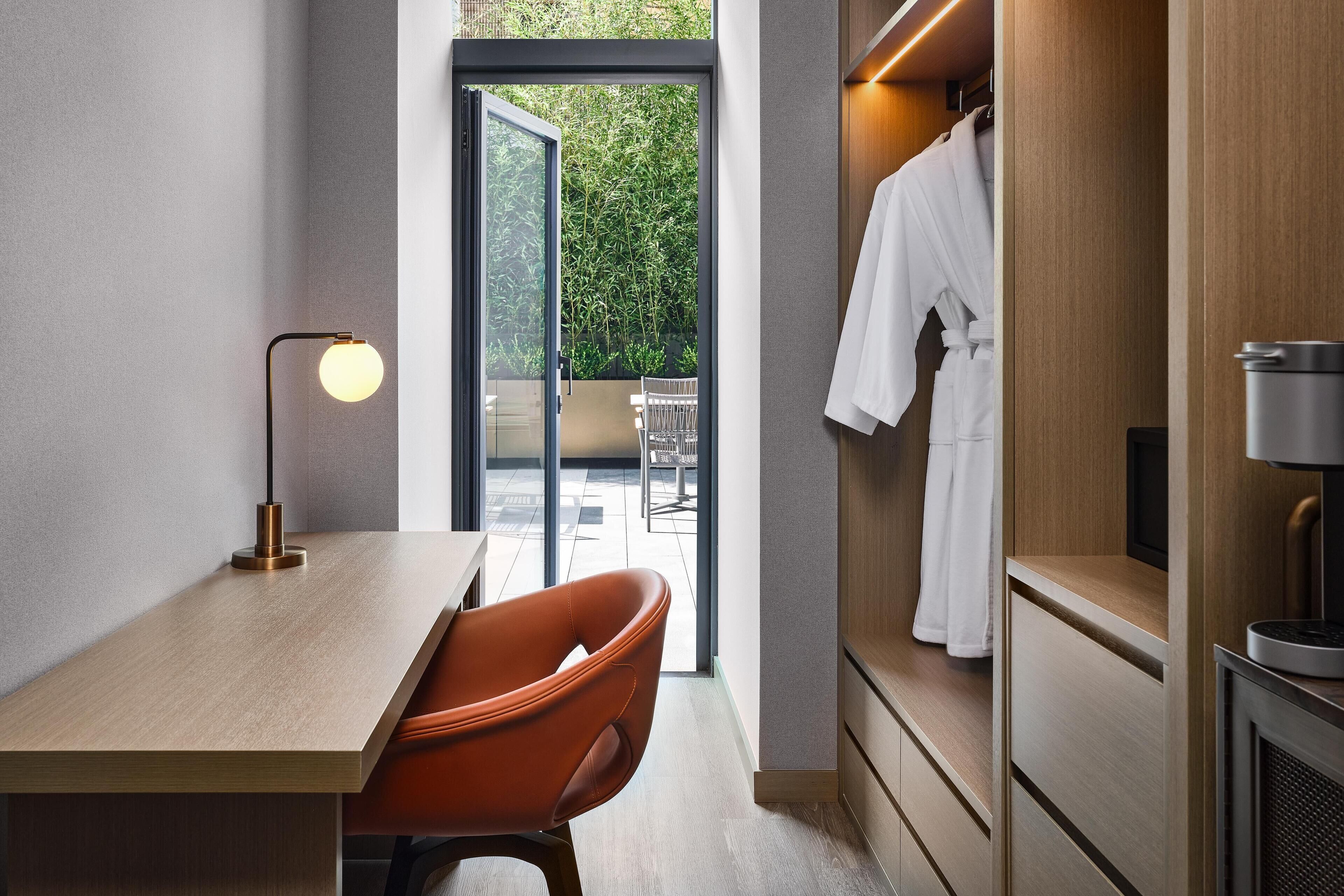 Room, 1 King Bed, Accessible, Patio (Roll-In Shower) | In-room safe, iron/ironing board, free WiFi, bed sheets