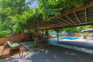 Family House, Private Bathroom, Pool View | Terrace/patio