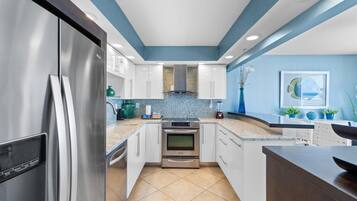 Condo, Multiple Beds (SeaSpray West 203-Gulf Front) | Private kitchen | Oven, toaster