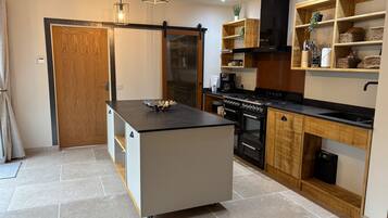 Fridge, oven, stovetop, electric kettle