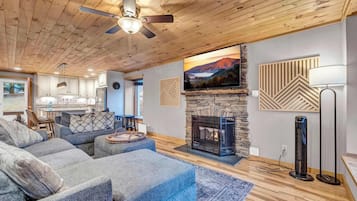 TV, fireplace