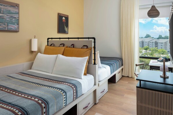 In-room safe, desk, laptop workspace, blackout curtains