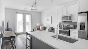 Fridge, dining tables