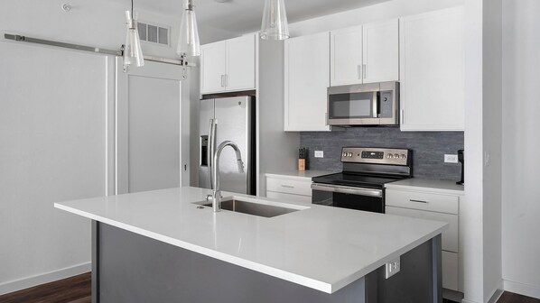 Fridge, dining tables