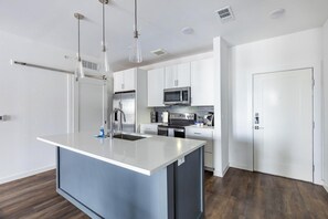 Fridge, dining tables