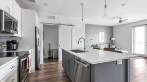 Fridge, dining tables