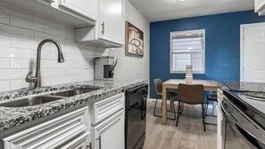 Fridge, dining tables