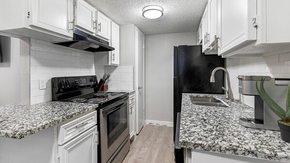 Fridge, dining tables