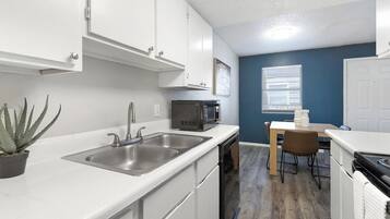 Fridge, dining tables