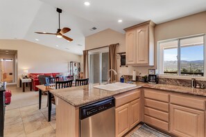 House, Multiple Beds, Patio, Mountain View (Oasis) | Private kitchen | Coffee/tea maker, electric kettle - Western Oasis Corral (Yucca Valley)