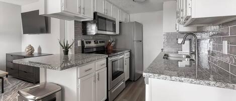 Fridge, dining tables