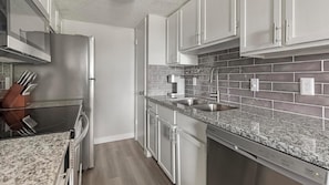 Fridge, dining tables