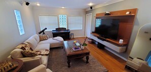 TV, DVD player, stereo