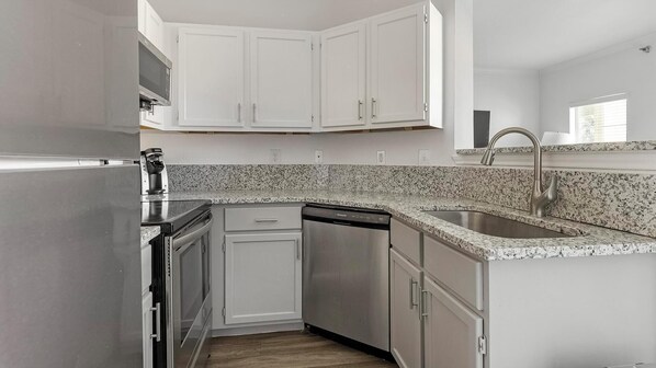 Fridge, dining tables