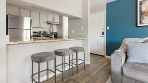 Fridge, dining tables