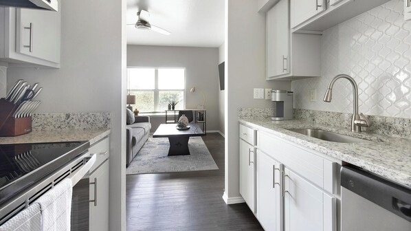 Fridge, dining tables