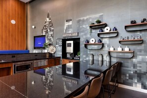 Fridge, dining tables
