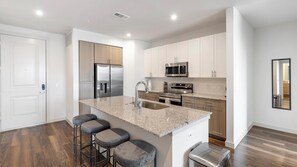 Fridge, dining tables