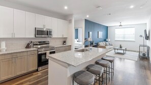 Fridge, dining tables
