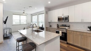 Fridge, dining tables